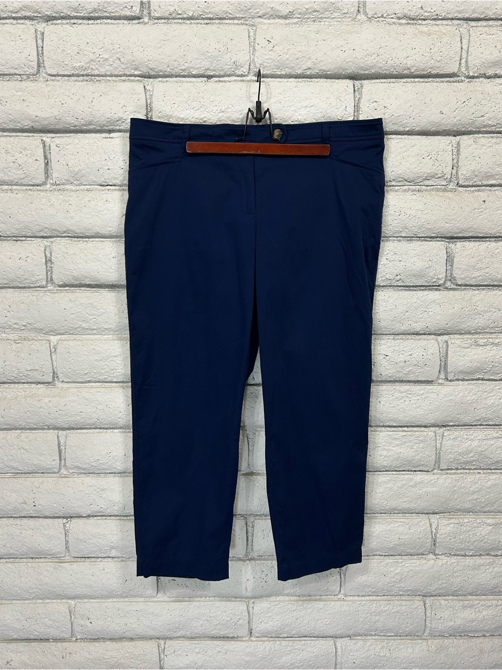 Jones New York Navy Cropped Pants Women's Size 16 Blue Stretch Capri